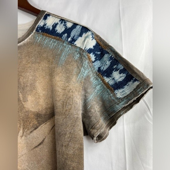 Verdette Premium Collection Cotton T Shirt with Yarn Denim Features Size Medium - Picture 4 of 14